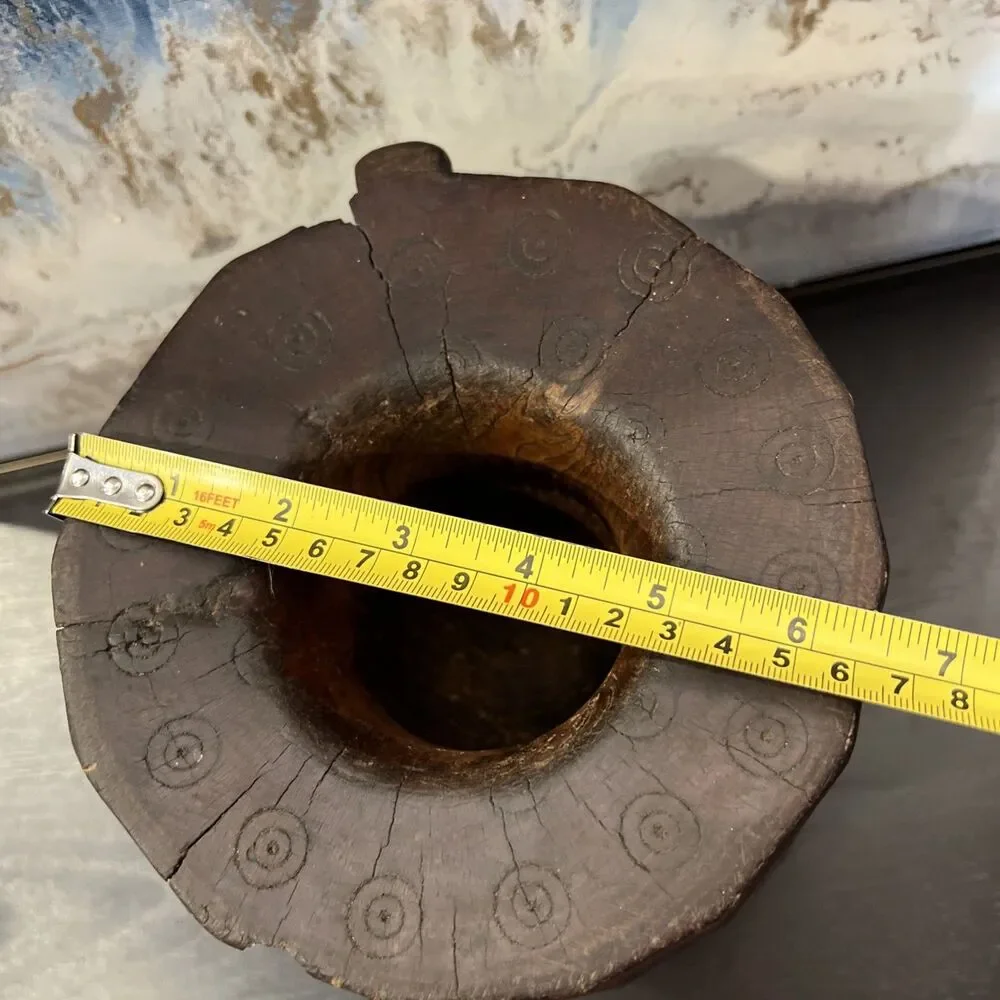 Turkish Anatolian Wooden Mortar Old Hand Carved Vintage Antique Heavy No Pestle